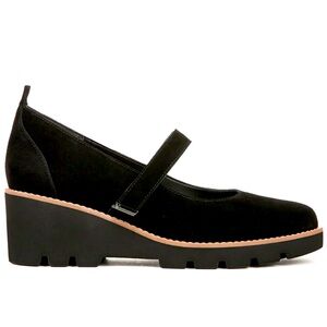 Vionic Black Suede Mary Jane Wedges 10 Wide 
Like New!
